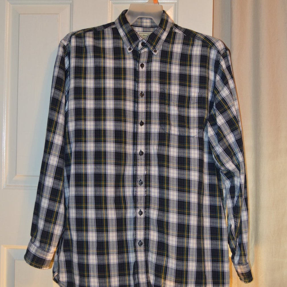 (SOLD) Men's LLBean plaid flannel l/s button down L-Tall